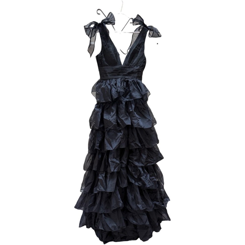 Ceremony Gown – Gothic Ruffle Dress with Slit & Bows” NWOT-Small